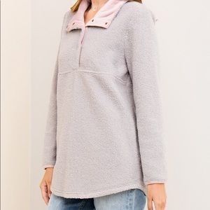 Fuzzy, warm, soft, grey pullover